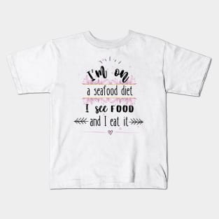 Seafood diet black Kids T-Shirt